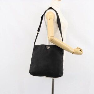 PRADA Shoulder Bag Nylon Black Silve